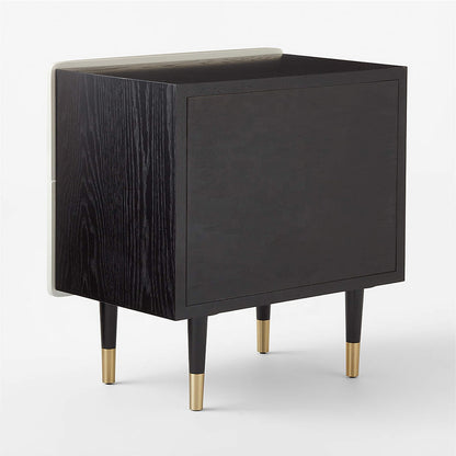 Inhabit Striped Sleek Wood Finish Nightstand