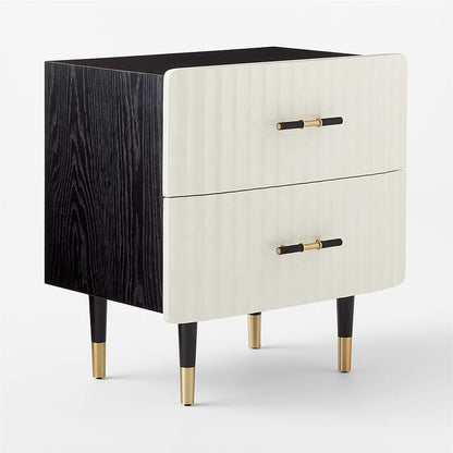 Inhabit Striped Sleek Wood Finish Nightstand