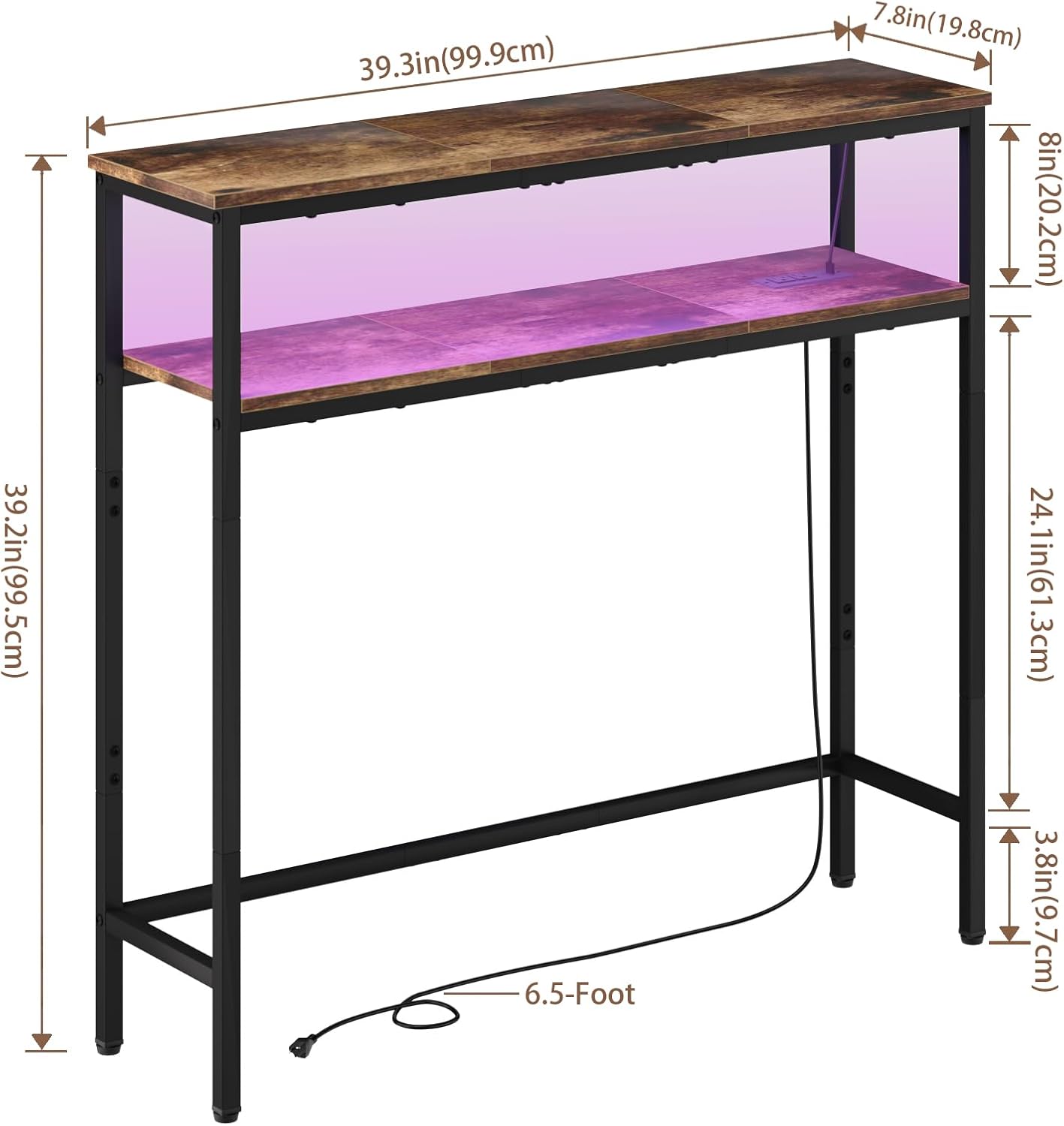 Inhabit Narrow Console/ Entryway With LED & Power Outlet