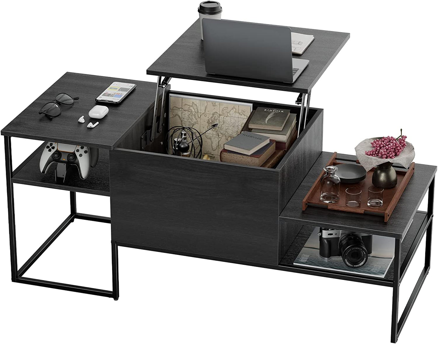 Inhabit Top Lift Coffee Table With Storage Spaces & Shelves
