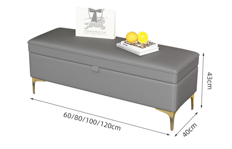 Inhabit Folding Storage Bench In Leather