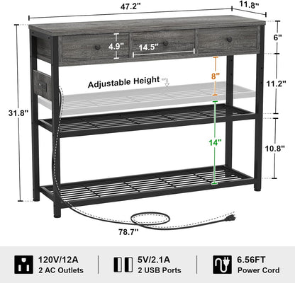 Inhabit Entryway Table with Side Power Outlet Console Table