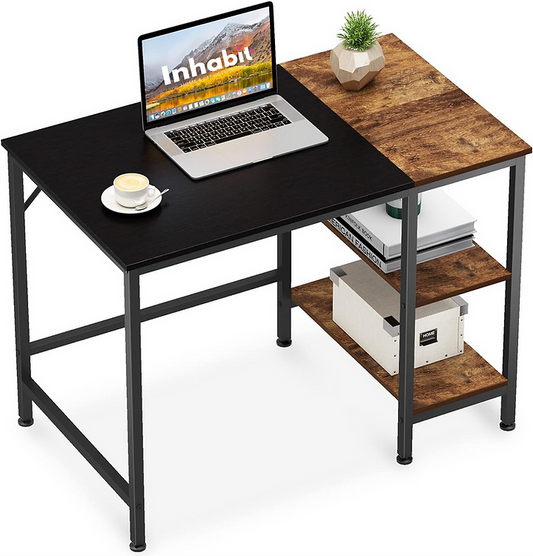 مكتب صغير من مجموعة Inhabit Black x Rustic Brown مقاس 100 سم