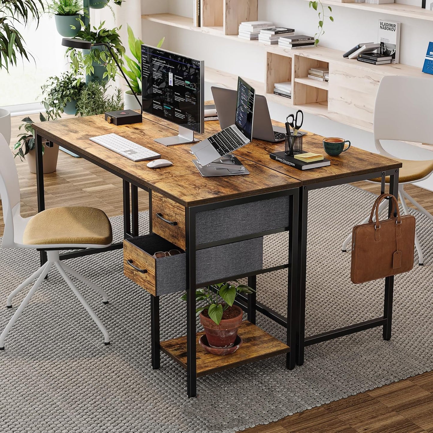 Inhabit 2 Drawers Desk With Bottom Shelf