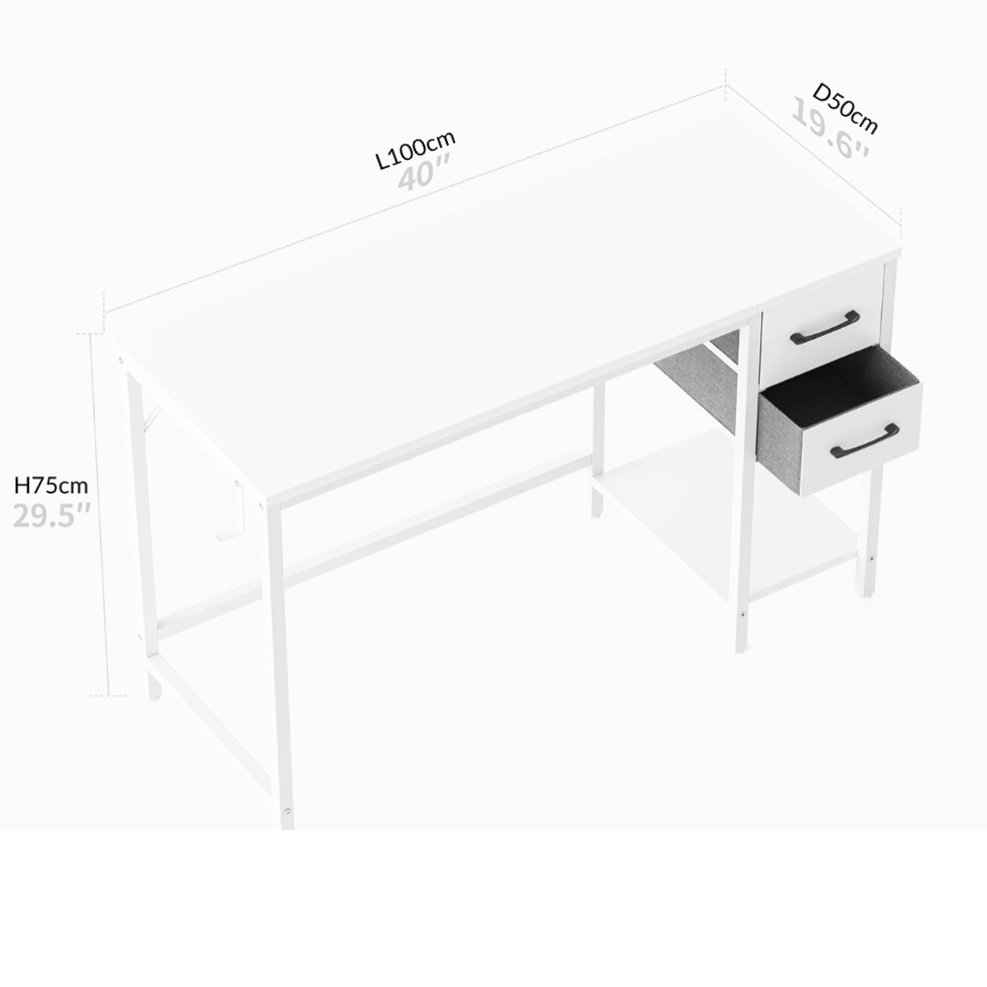Inhabit 2 Drawers Desk With Bottom Shelf