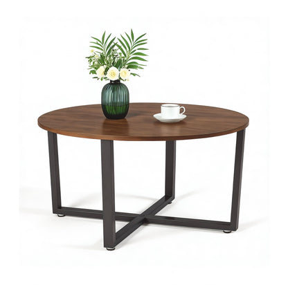 طاولة قهوة دائرية من المعدن والخشب من مجموعة Inhabit