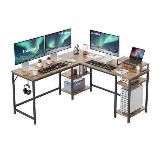Inhabit Collaba L-Shape / Straight 150cm Desk With Monitor Stand