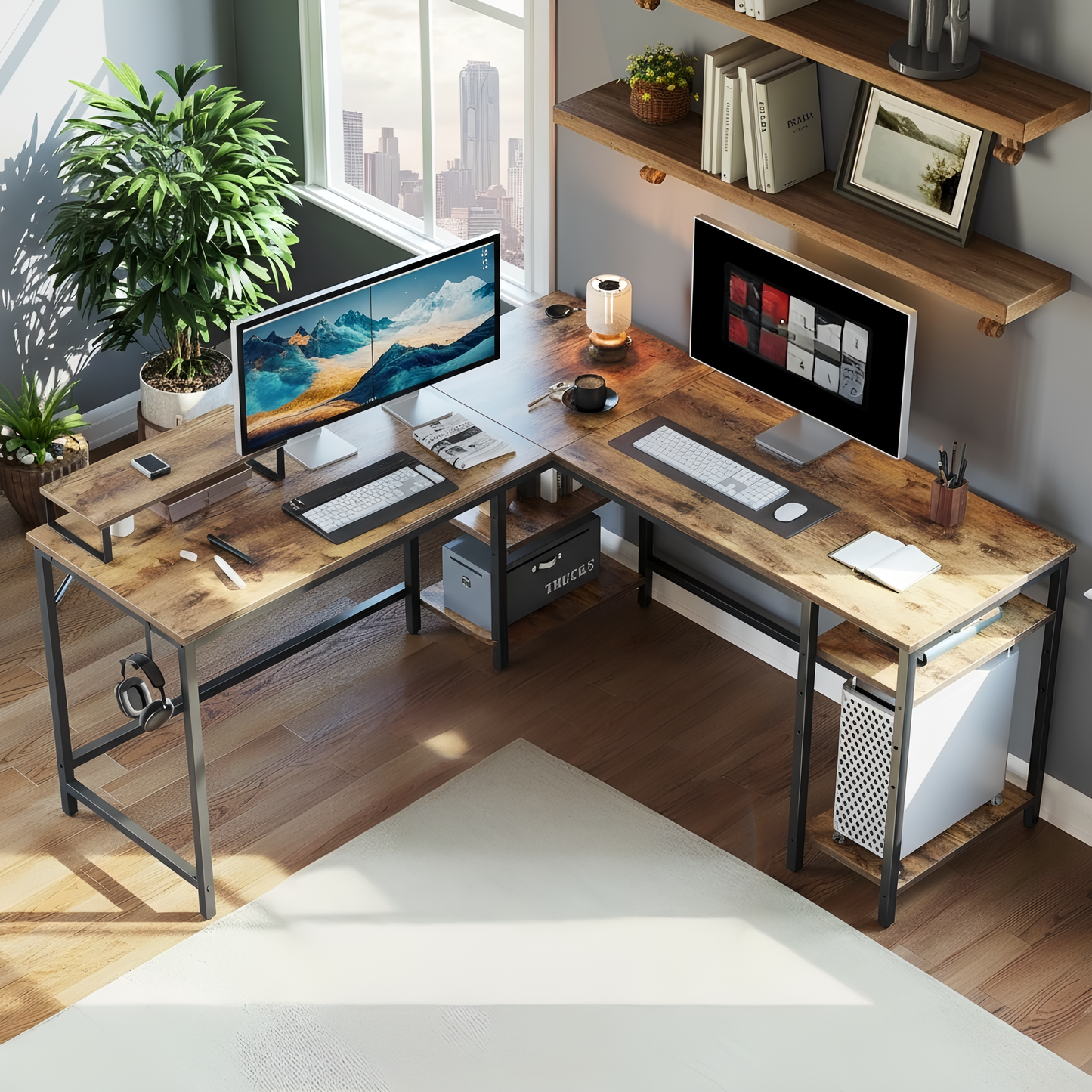 Inhabit Collaba L-Shape / Straight 150cm Desk With Monitor Stand