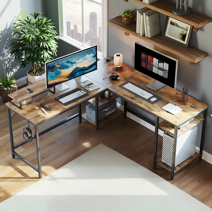 Inhabit Collaba L-Shape / Straight 150cm Desk With Monitor Stand