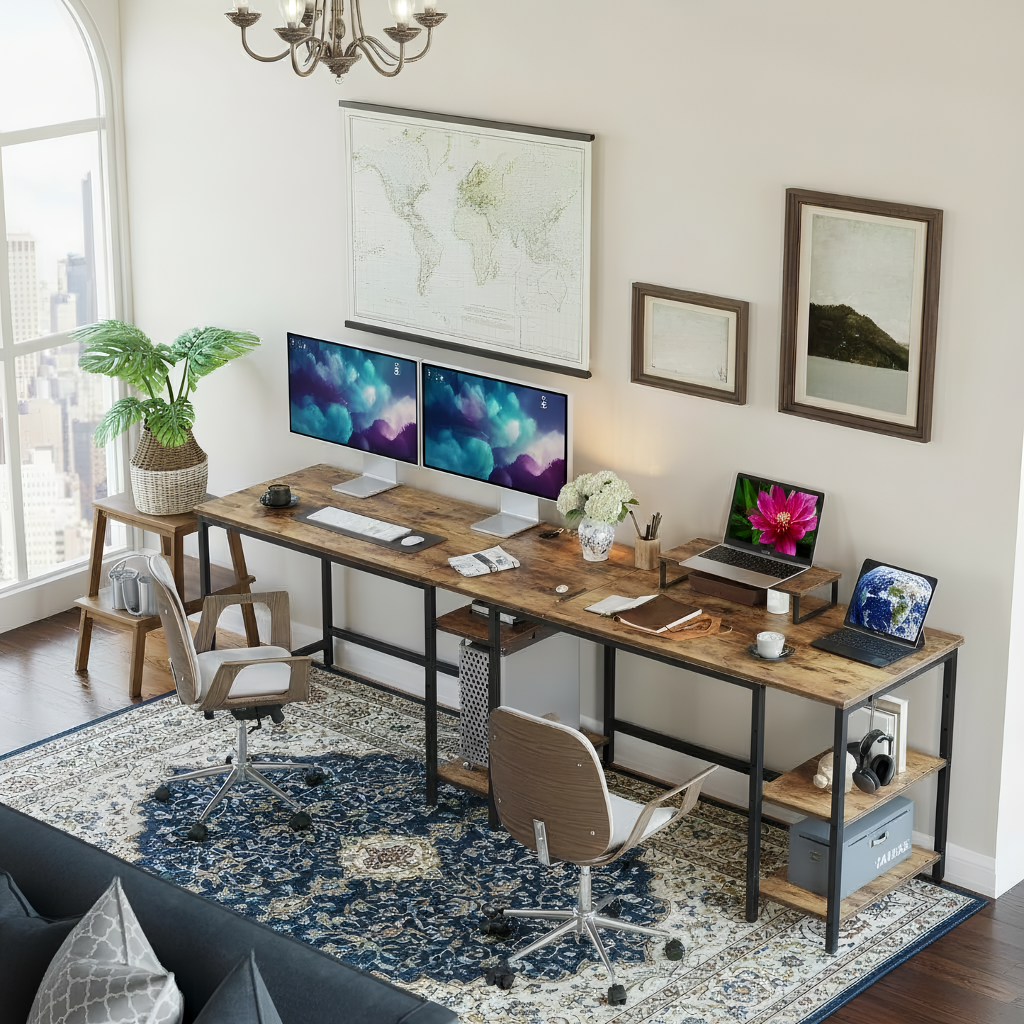 Inhabit Collaba L-Shape / Straight 150cm Desk With Monitor Stand