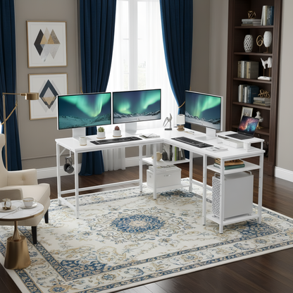 Inhabit Collaba L-Shape / Straight 150cm Desk With Monitor Stand