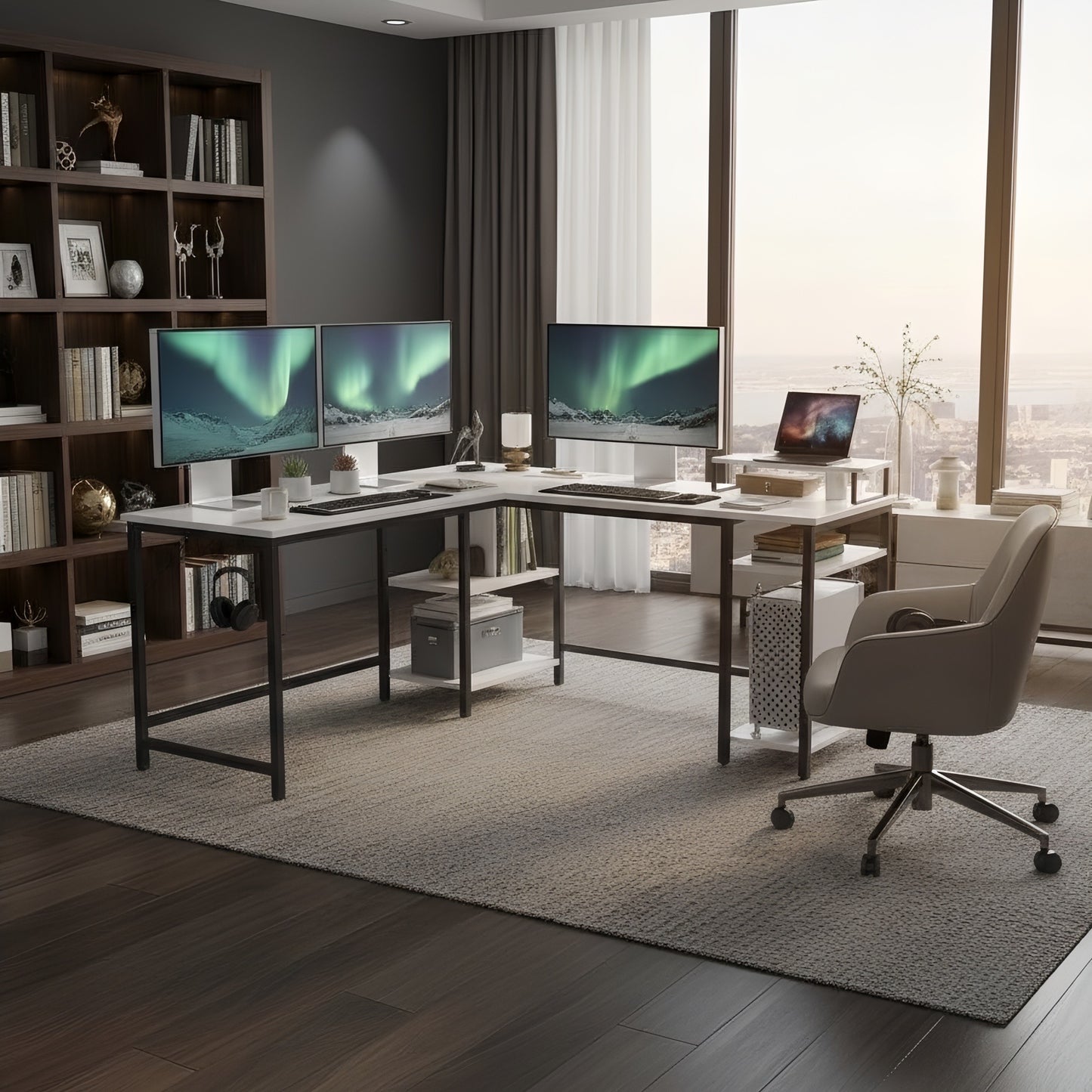 Inhabit Collaba L-Shape / Straight 150cm Desk With Monitor Stand