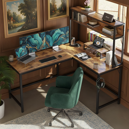 مكتب على شكل حرف L من Inhabit مقاس 150 سم مع خزانة بثلاثة ألوان