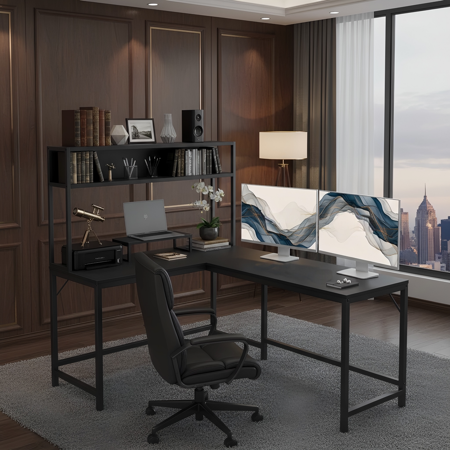 مكتب على شكل حرف L من Inhabit مقاس 150 سم مع خزانة بثلاثة ألوان