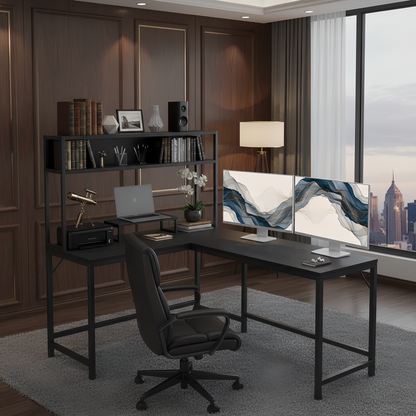 مكتب على شكل حرف L من Inhabit مقاس 150 سم مع خزانة بثلاثة ألوان