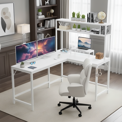 مكتب على شكل حرف L من Inhabit مقاس 150 سم مع خزانة بثلاثة ألوان