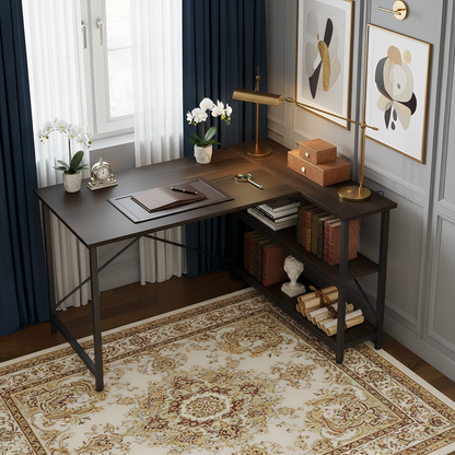 Inhabit Talkora 120cm L-Shaped Desk In Dark Brown