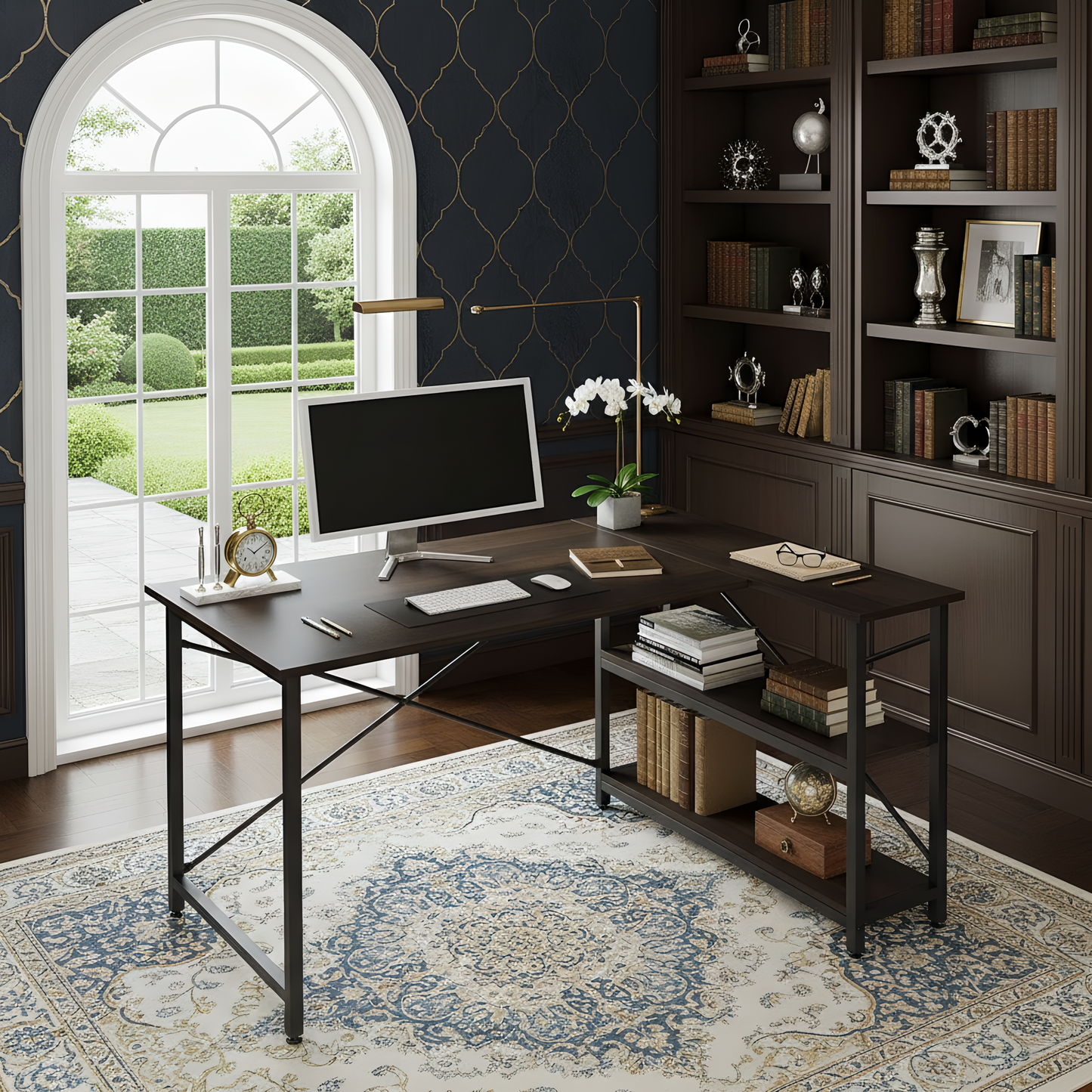 Inhabit Talkora 120cm L-Shaped Desk In Dark Brown