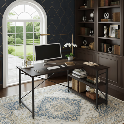Inhabit Talkora 120cm L-Shaped Desk In Dark Brown
