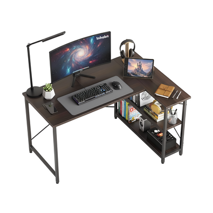 Inhabit Talkora 120cm L-Shaped Desk In Dark Brown