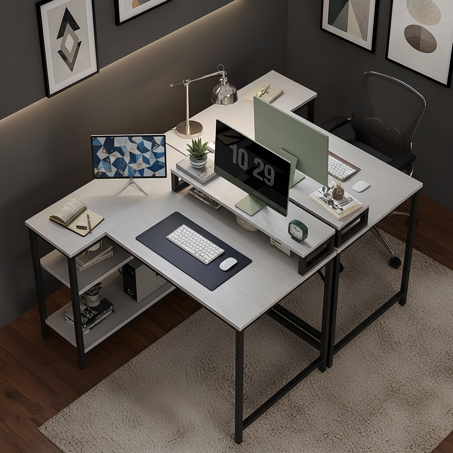 مكتب Inhabit Play Play على شكل حرف L مقاس 120 سم مع حامل شاشة