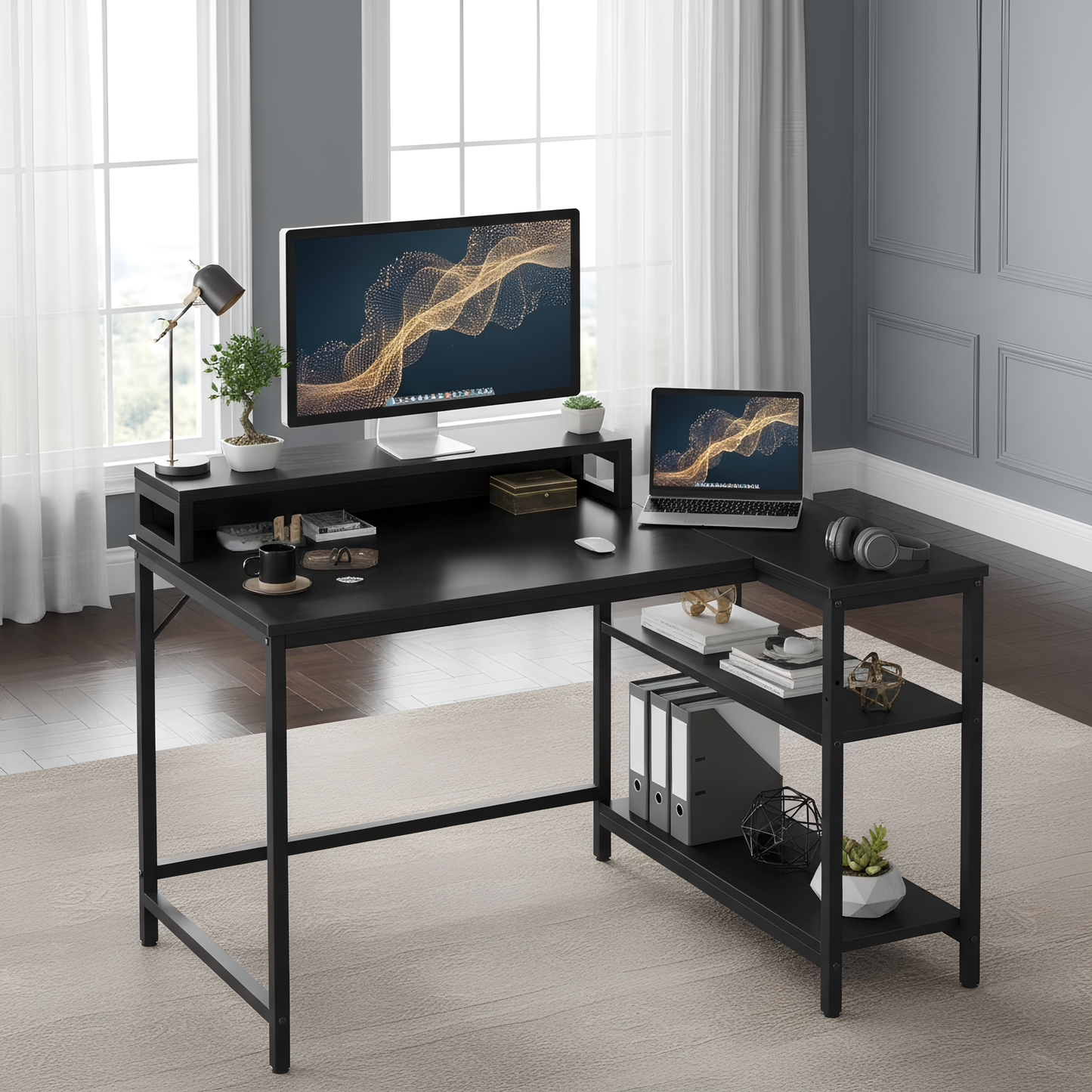 مكتب Inhabit Play Play على شكل حرف L مقاس 120 سم مع حامل شاشة