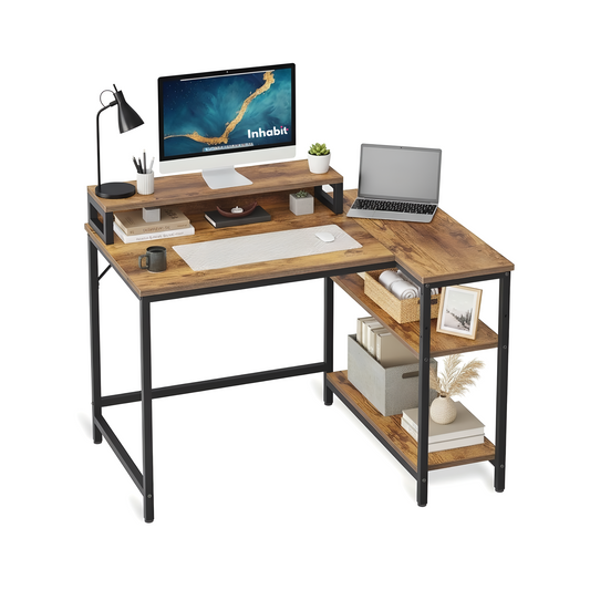 Inhabit Talo 120cm L-Shape Desk with Monitor Stand