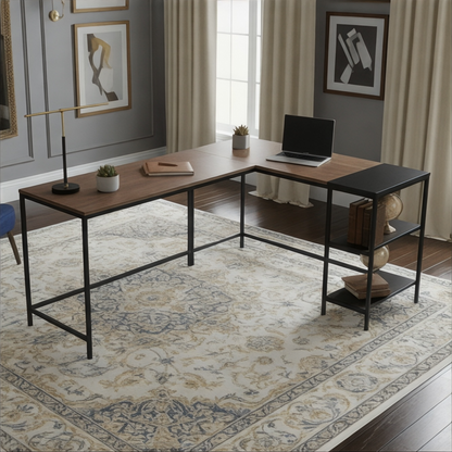 Inhabit Atlas L-Shaped 150cm Desk With PC & Storage Shelves