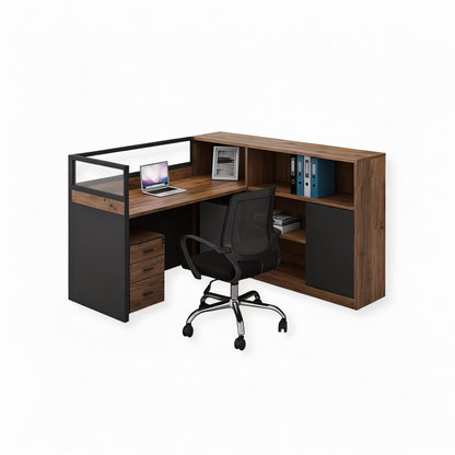 Inhabit Aureva Customizable Work Station Unit With Shelves Partition For Office Spaces