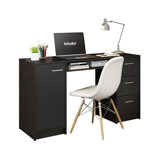 Inhabit Basic Wood Desk 135cm With 3 Drawers & Storage Cabinet