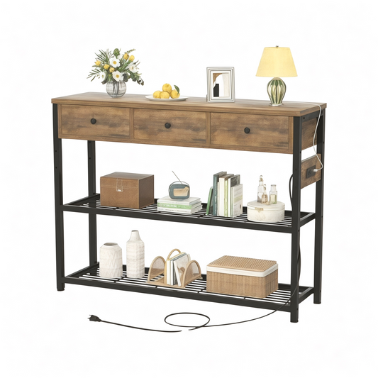 Inhabit Entryway Table with Side Power Outlet Console Table