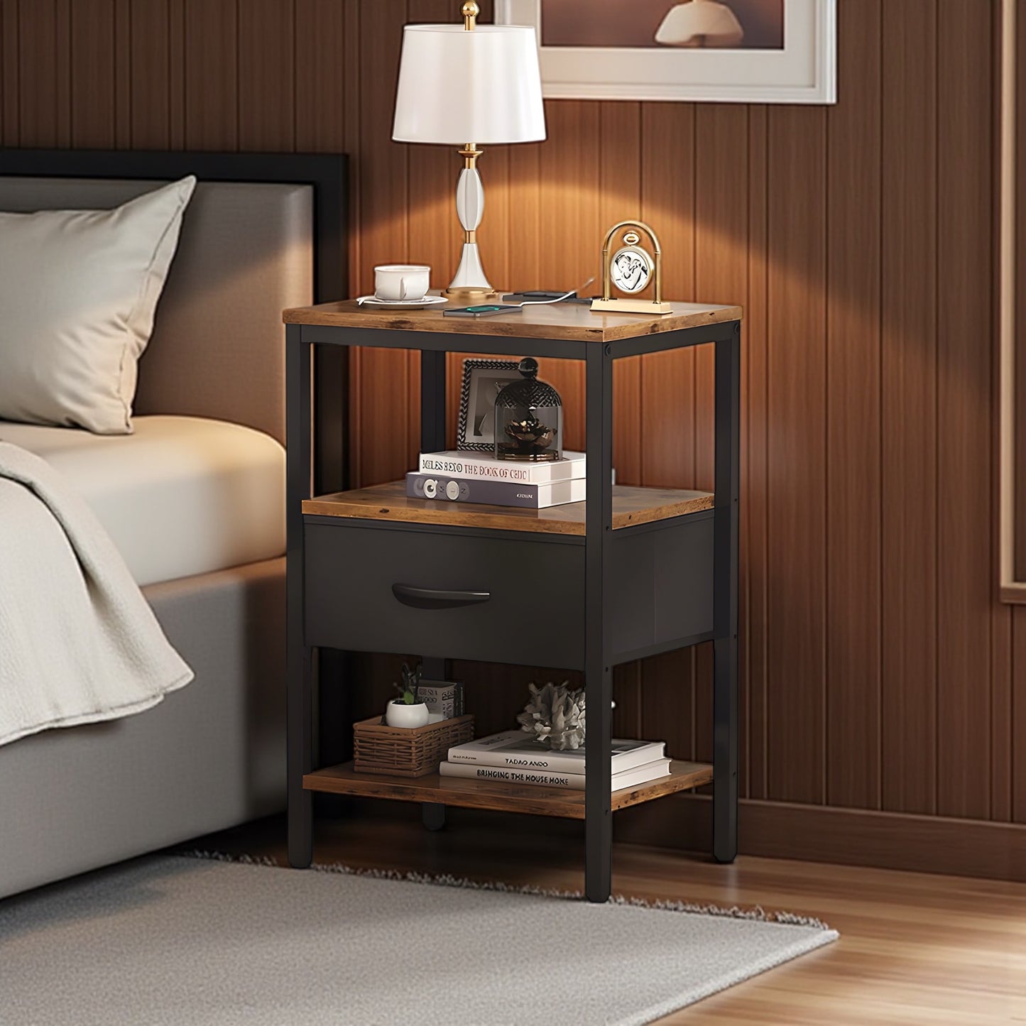 Inhabit Charging Side Table / Nightstand Multi-Color