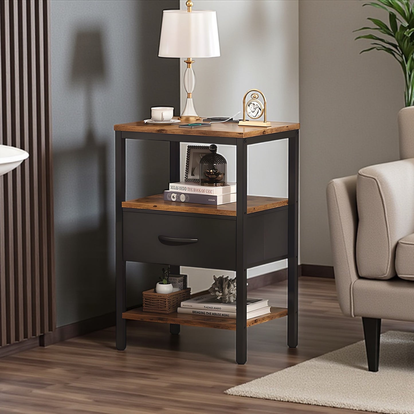 Inhabit Charging Side Table / Nightstand Multi-Color