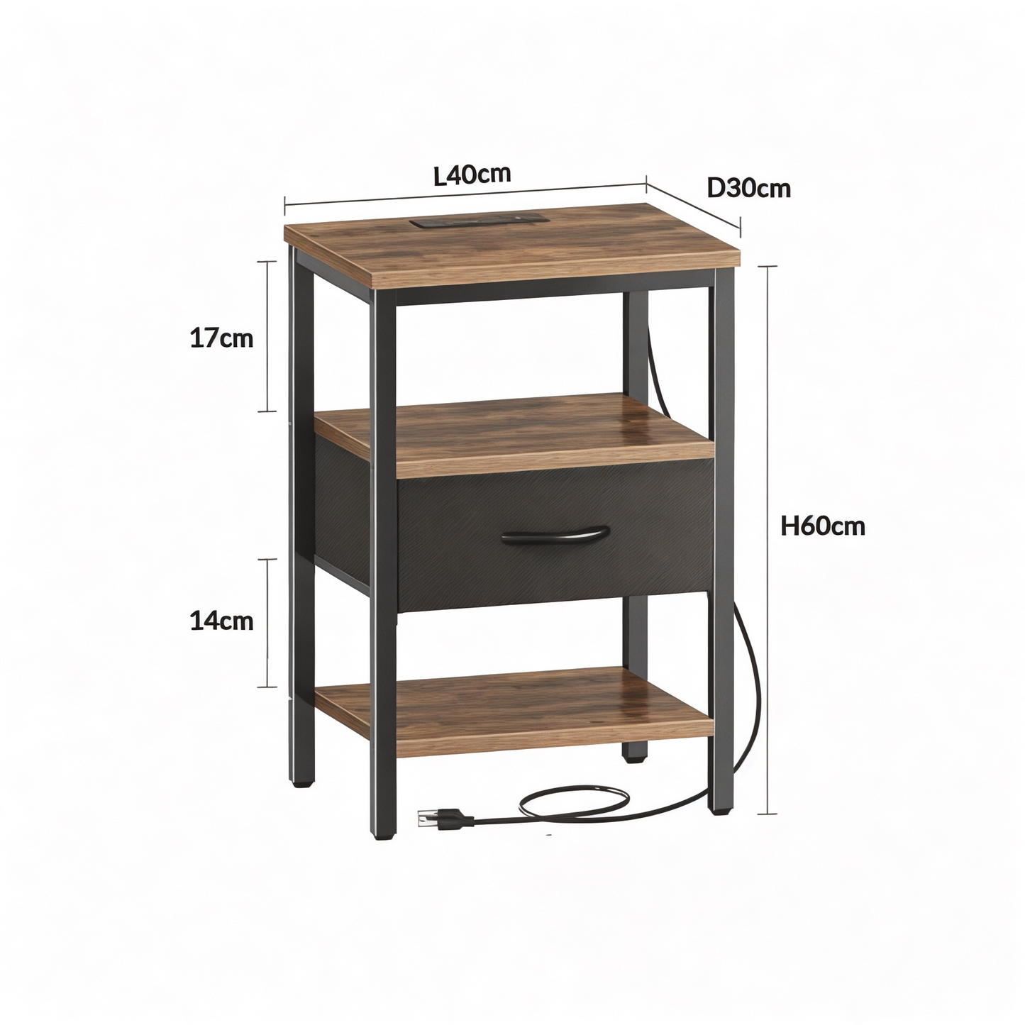 Inhabit Charging Side Table / Nightstand Multi-Color
