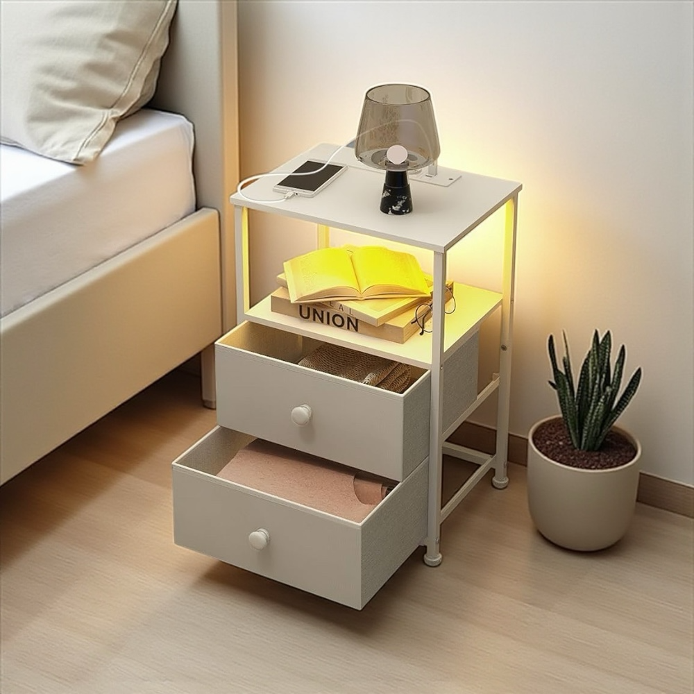 Inhabit LED Charging Side Table / Nightstand