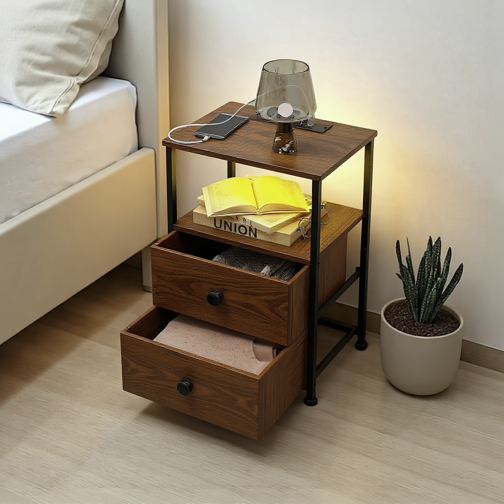 Inhabit LED Charging Side Table / Nightstand