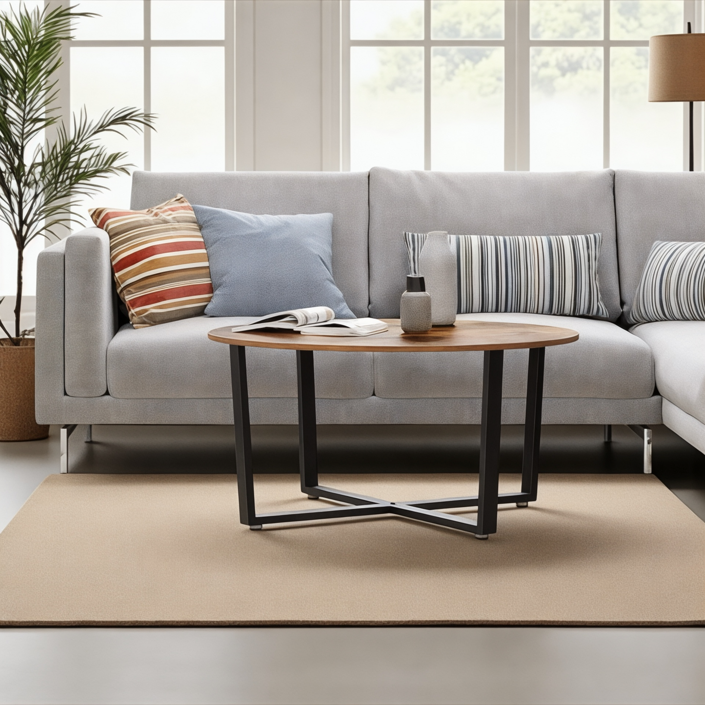 طاولة قهوة دائرية من المعدن والخشب من مجموعة Inhabit