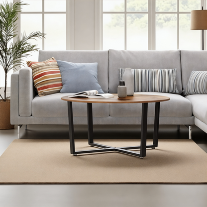 طاولة قهوة دائرية من المعدن والخشب من مجموعة Inhabit