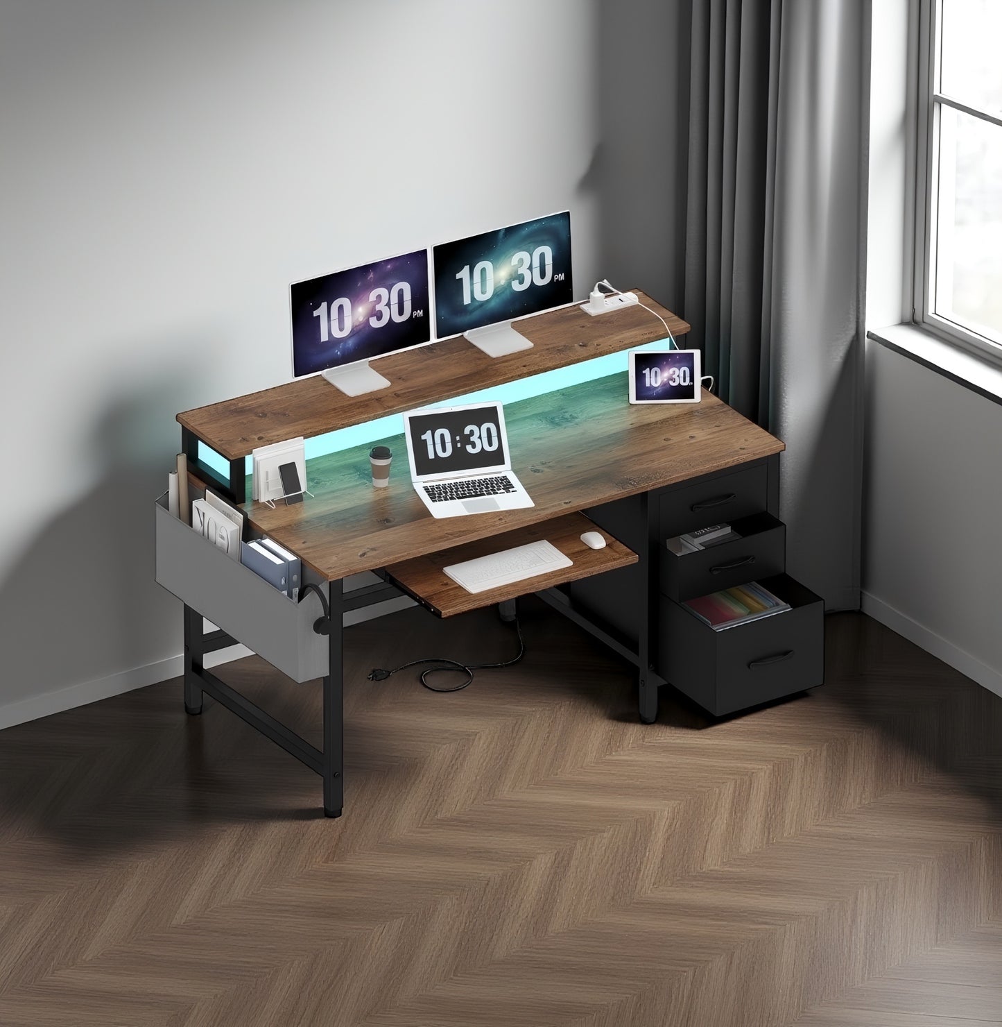 مكتب من درجين مع رف سفلي من مجموعة Inhabit 