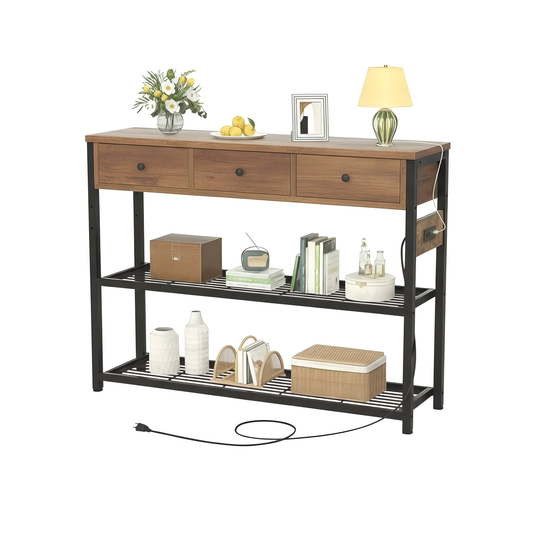 Inhabit Entryway Table with Side Power Outlet Console Table