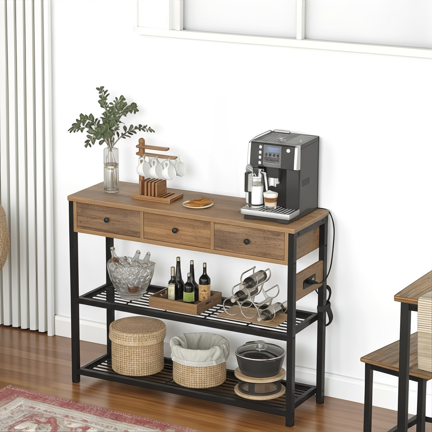 Inhabit Entryway Table with Side Power Outlet Console Table