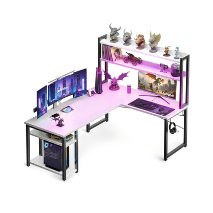 Inhabit Velaro Hutch L-Shaped Desk With Built In LED