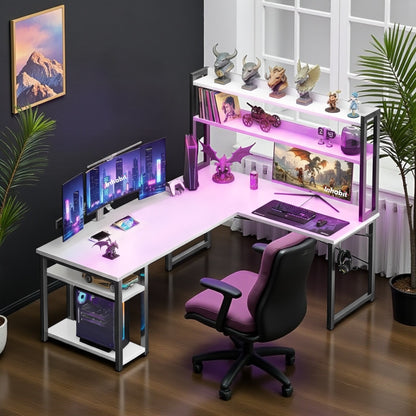 Inhabit Velaro Hutch L-Shaped Desk With Built In LED