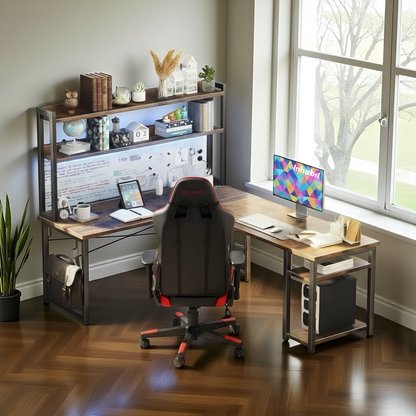 Inhabit Velaro Hutch L-Shaped Desk With Built In LED