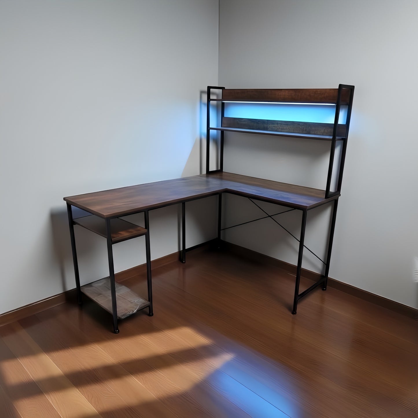 Inhabit Velaro Hutch L-Shaped Desk With Built In LED