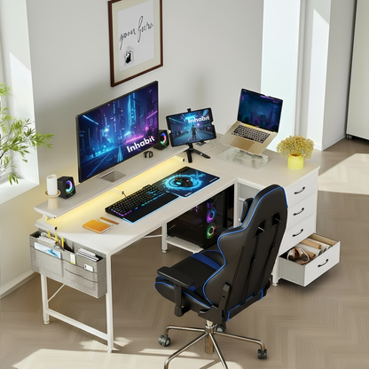 مكتب Inhabit Spider Plus على شكل حرف L مقاس 160 سم مع أدراج ورفوف