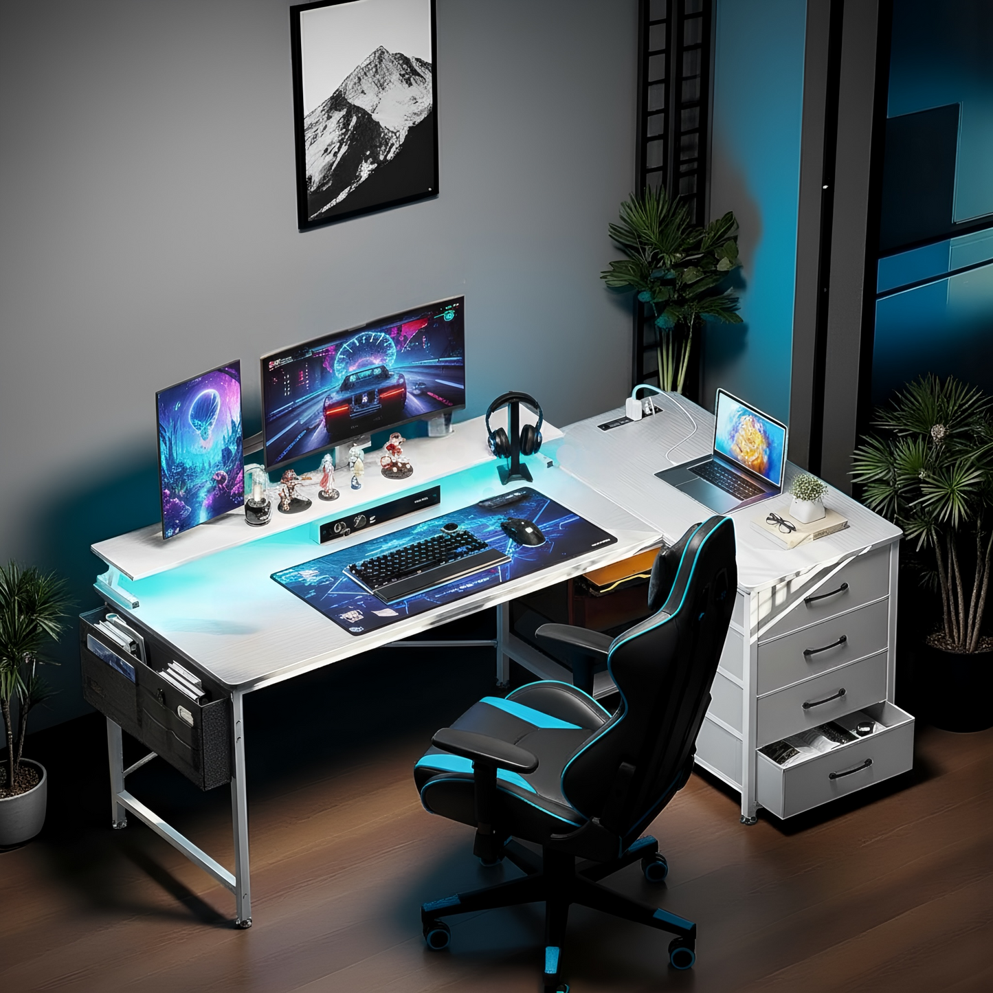 مكتب Inhabit Spider Plus على شكل حرف L مقاس 160 سم مع أدراج ورفوف