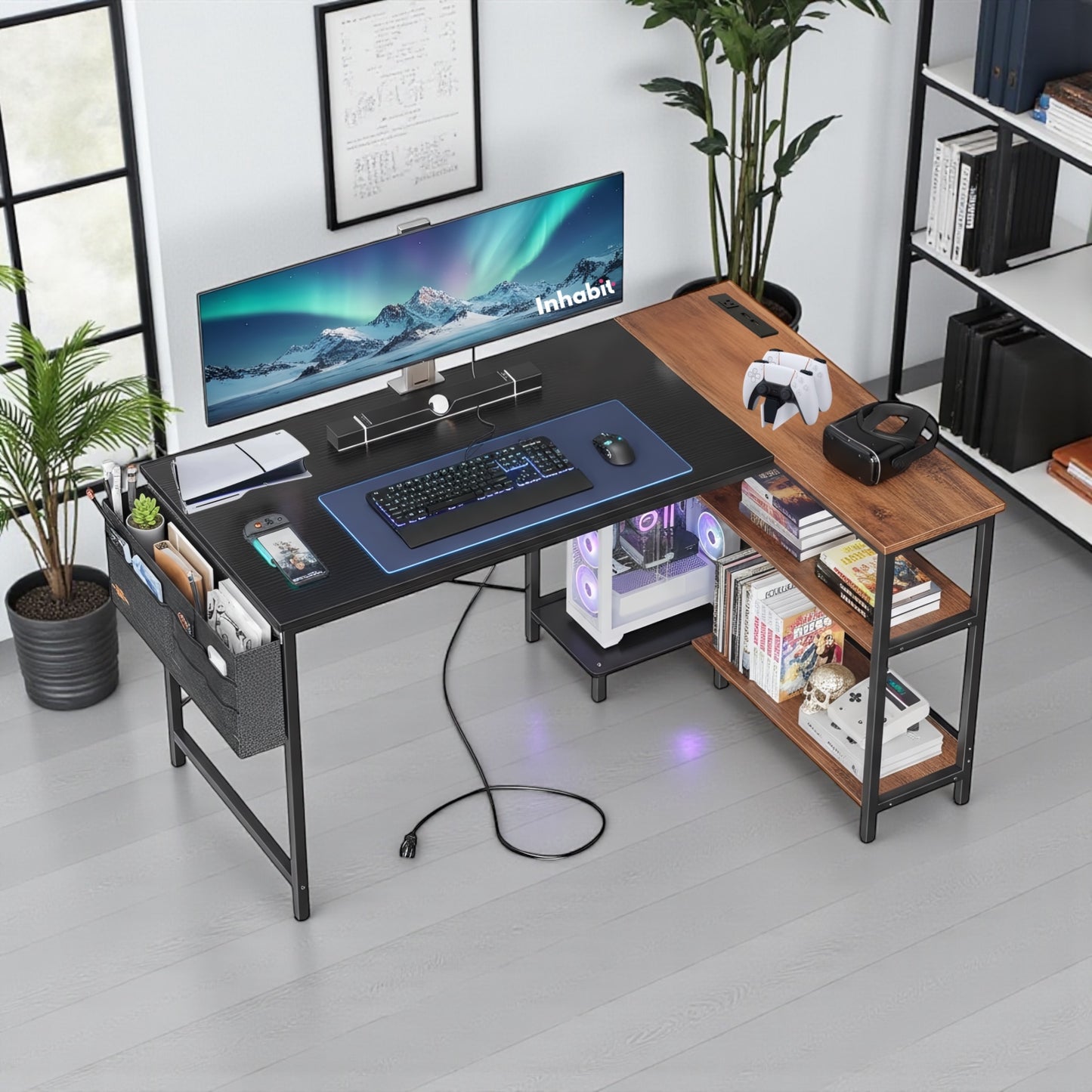 Inhabit Spider “Limited Edition” 120cm L-Shaped Desk With Built In Power Outlet