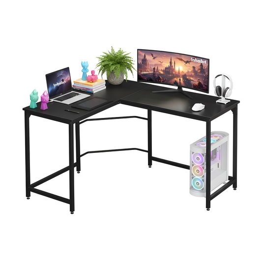 Inhabit Stark 130cm L-Shape Desk In Metal & Wood