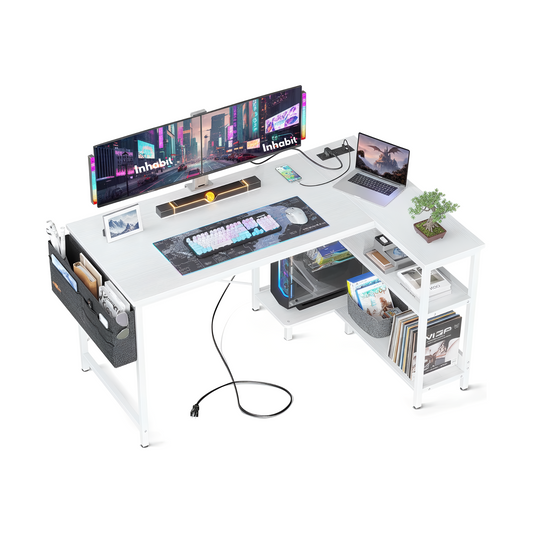 Inhabit Spider 140cm L-Shaped Desk With Built In Power Outlet